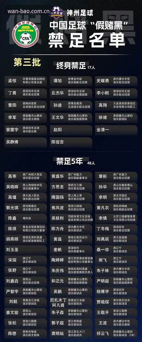 中国足球第三批禁足名单详解：65人受罚重塑行业生态
